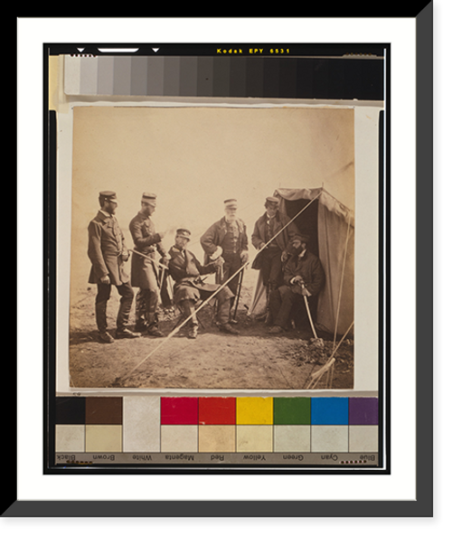 Historic Framed Print, Brigadier McPherson & officers of the 4th Division Captain Higham [i.e., Heigham], 17th Regiment; Captain Earle, Major of Brigade; Captain Croker, 17th Regiment; Captain Swire; Captain McPherson.,  17-7/8" x 21-7/8"