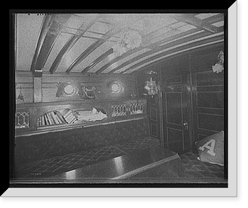 Historic Framed Print, [Yacht Althea, cabin, showing books],  17-7/8" x 21-7/8"