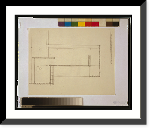 Historic Framed Print, [House (One-bedroom Court House") Sketch floor plan,  layout]",  17-7/8" x 21-7/8"