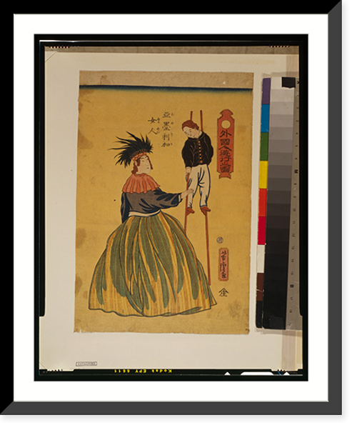 Historic Framed Print, Gaikokujin yu&#x0304;ko&#x0304; no zu - Amerika nyonin,  17-7/8" x 21-7/8"