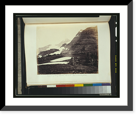 Historic Framed Print, Watershed of Rocky Mountains, lat. 49 N. - snow patches and glaciers,  17-7/8" x 21-7/8"