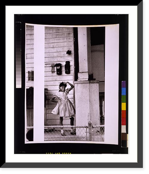 Historic Framed Print, [African American girl posing on porch],  17-7/8" x 21-7/8"