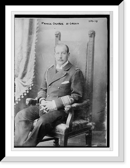 Historic Framed Print, Prince George of Greece, seated, in uniform,  17-7/8" x 21-7/8" Historic Framed Print, Prince George of Greece, seated, in uniform,  17-7/8" x 21-7/8"