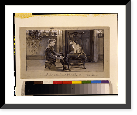 Historic Framed Print, What George asked the cat,  17-7/8" x 21-7/8"