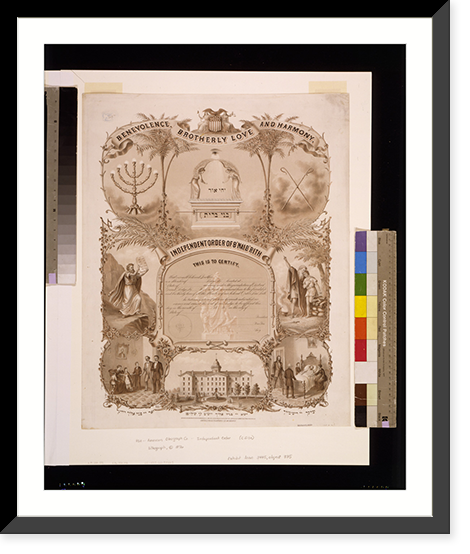 Independent Order of B'nai B'rith, this is to certify,..L. Kurz. - 2, Vintage Wall Art