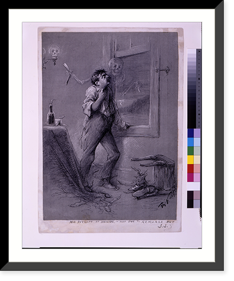 His attempt at suicide, - not due to remorse but J.J..Th. Nast, Antique Wall Art