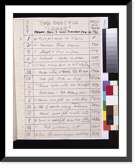 Time sheet for Caviar"", Antique Wall Art