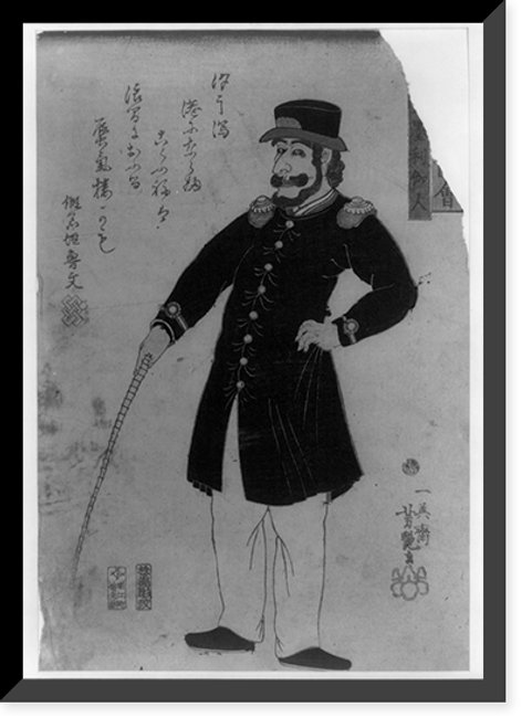 Historic Framed Print, Bankoku jinbutsu zue - Amerikajin Translation:People of the barbarian nations - Americans.,  17-7/8" x 21-7/8"