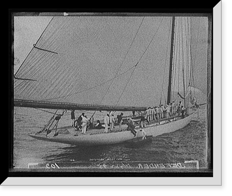 Historic Framed Print, Defender, deck view,  17-7/8" x 21-7/8"