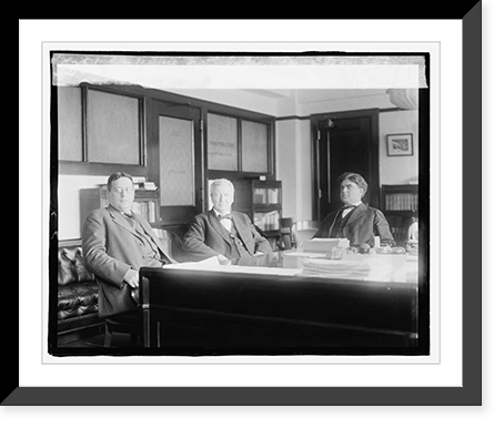 Historic Framed Print, Conference Secty. Wilson, office LTOR, Thos. F. Brewster, Secty. Wilson, Jus. L. Lewis,,  17-7/8" x 21-7/8"