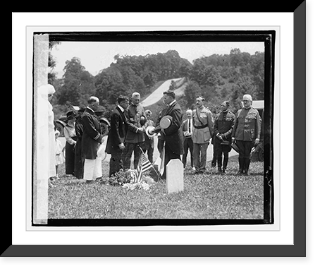 Historic Framed Print, Secty. Baker, General March & [...] DeBerne decorating grave of French soldiers,  17-7/8" x 21-7/8"