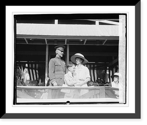 Historic Framed Print, General March, Mrs. Baker, Jack Baker, Ft. Meyer horseshow, 1920,  17-7/8" x 21-7/8"