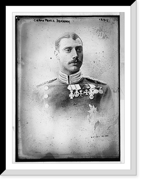 Historic Framed Print, Crown Prince of Denmark, prtrait bust, in uniform,  17-7/8" x 21-7/8"