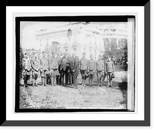 Historic Framed Print, [Harding and group outside White House], 3/16/21 - 2,  17-7/8" x 21-7/8"