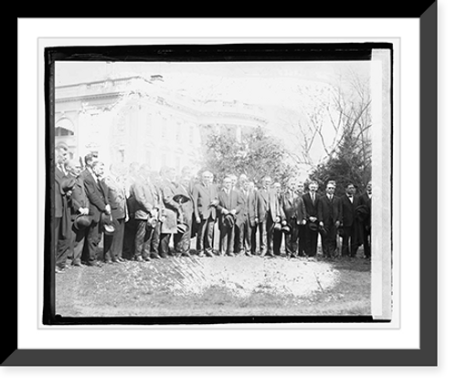Historic Framed Print, [Harding and group outside White House], 3/16/21 - 6,  17-7/8" x 21-7/8"