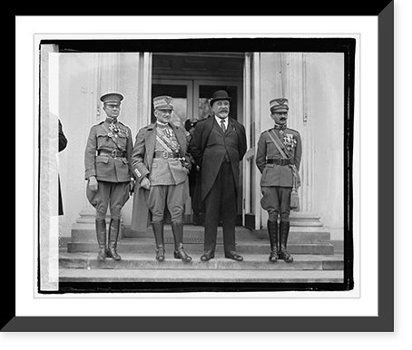 Historic Framed Print, Col. Mervyn Buckey, General Diaz, Ambassador Ricci, and Marquis de Bernezzo, Military At,  17-7/8" x 21-7/8"