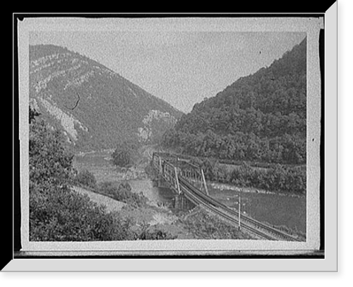 Historic Framed Print, [Iron Mountains & water gap near Clifton Forge, Clifton Forge, Va.],  17-7/8" x 21-7/8"
