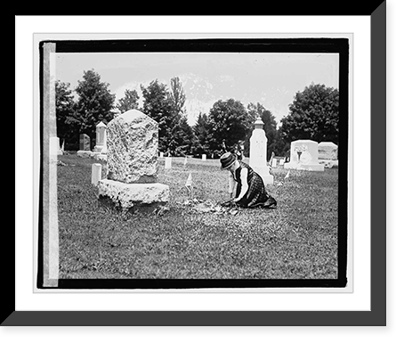 Unidentified woman kneeling in cemetary, 5/30/22, Vintage Poster