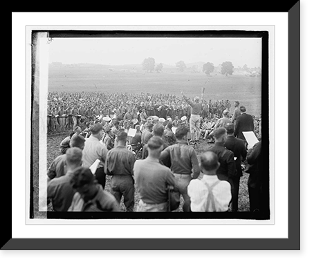 People gathered at outdoor event wth band, Antique Poster