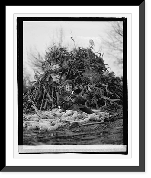 Historic Framed Print, [Girl holding turkey],  17-7/8" x 21-7/8"