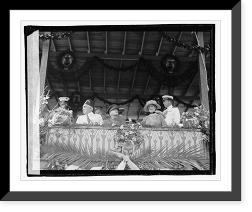 Historic Framed Print, President, Gen'l Pershing, Mrs. Harding receiving parade,  17-7/8" x 21-7/8"