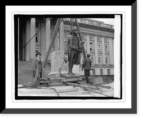 Historic Framed Print, Placing Hamilton statue,  17-7/8" x 21-7/8"