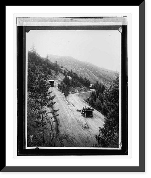 Historic Framed Print, [Mountain road with automobiles],  17-7/8" x 21-7/8"