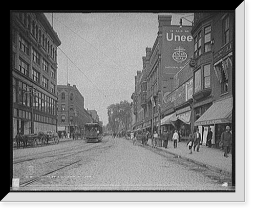 Historic Framed Print, Merrimack Street looking west, Lowell, Mass.,  17-7/8" x 21-7/8" Historic Framed Print, Merrimack Street looking west, Lowell, Mass.,  17-7/8" x 21-7/8"