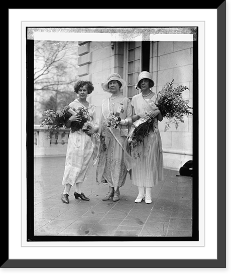 Historic Framed Print, Miss Marion Grimes, Mrs. Anthony Wayne C[...], & Eugenia Lejeune 4/14/24,  17-7/8" x 21-7/8"