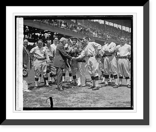 Historic Framed Print, Oyster & Harris, opening game, 6/25/24,  17-7/8" x 21-7/8"