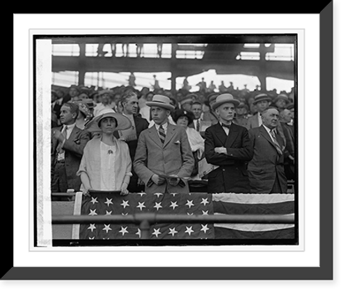 Historic Framed Print, Coolidge at ballgame, [6/26/24],  17-7/8" x 21-7/8"