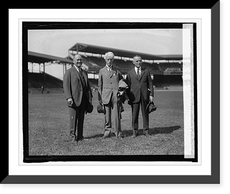Historic Framed Print, Wm. M. Richardson, Judge Landis, Clark Griffith, 10/2/24,  17-7/8" x 21-7/8"