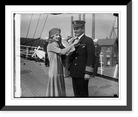 Miss Virginia Hitt pinning cross button on Capt. A.A. Andrews, 11/5/24, Antique Wall Art