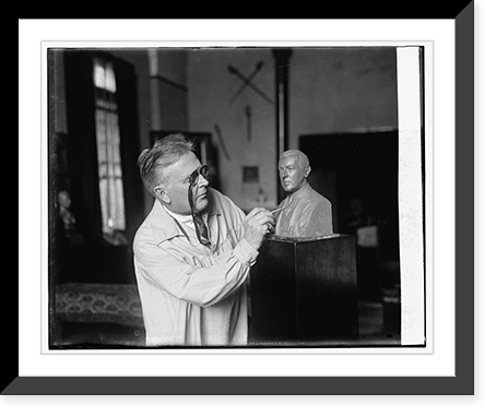 W. Clark Noble with bust of Woodrow Wilson, 12/22/24, Historic Reproduction