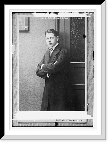 Hans Schumann - Heink, standing three-quarters, photo: Hahn Nachf., Dresden, Ferdinand Str. 11.Hahn, Antique Print