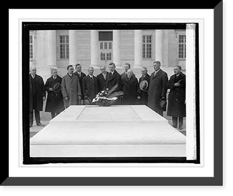 Historic Framed Print, Wm. M. Coffine and Sons of Veterans at Tomb of Un. Soldier, [2/16/25],  17-7/8" x 21-7/8"