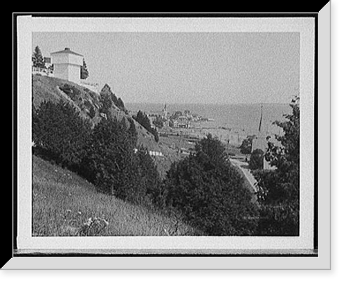 Historic Framed Print, [Old block house and harbor, Fort Mackinac, Mackinac Island, Mich.],  17-7/8" x 21-7/8"