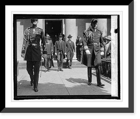 Historic Framed Print, Pres. & Mrs. Coolidge at Gen. Miles funeral, 5/19/25,  17-7/8" x 21-7/8"