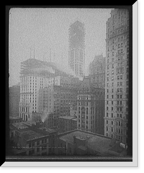Historic Framed Print, Singer Bldg. [Building] under construction, New York, N.Y.,  17-7/8" x 21-7/8"