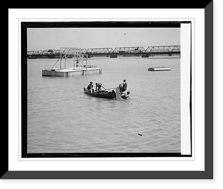 Historic Framed Print, Canoe tilting, Moose Field Day, Arlington Beach, 8/22/25,  17-7/8" x 21-7/8"