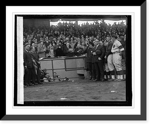 Historic Framed Print, Arrival of Coolidge at World Series, 1925, 10/10/25,  17-7/8" x 21-7/8"