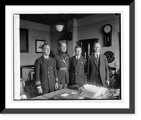Historic Framed Print, Lt. Com. M.R. Pierce, Maj. H. Leonard, Lt. Com. R.G. Pennoyer, Prof. M. Hovgaard,  17-7/8" x 21-7/8"