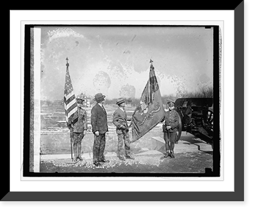 Historic Framed Print, Gen. H.E. Ely & Hanford MacNider with their service flags, [2/17/26] - 2,  17-7/8" x 21-7/8"