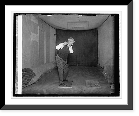 Rep. Vestal on indoor golf course in House gym, Vintage Print