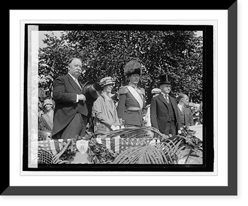 Historic Framed Print, Taft, Mrs. Dawes, Prince Adolphus & Coolidge at Ericsson Mem., 5/29/26,  17-7/8" x 21-7/8"