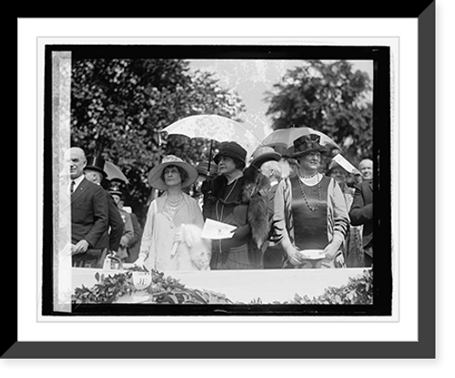 Historic Framed Print, Mrs. Elande A. Swanson & Mrs. Woodrow Wilson, Ericsson Mem., [5/29/26],  17-7/8" x 21-7/8"