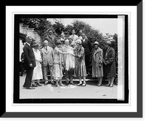 Historic Framed Print, Berea College students present quilt, 6/3/26,  17-7/8" x 21-7/8"