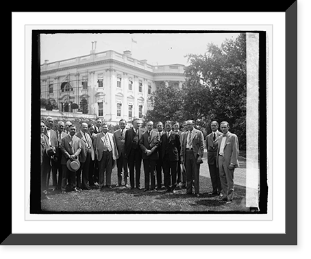 Historic Framed Print, Coolidge with Indiana State Rep. Comm. & Sen. Watson, 6/11/26,  17-7/8" x 21-7/8"