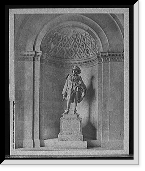 Historic Framed Print, Statue of Sir Henry Vane, Boston Public Library,  17-7/8" x 21-7/8"
