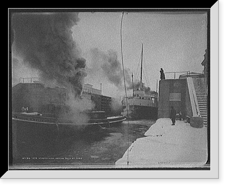 Historic Framed Print, Str. J.T. Hutchinson leaving Sault St. Marie,  17-7/8" x 21-7/8"